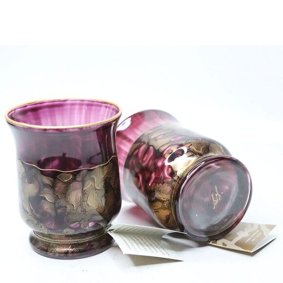 Vintage Signature Glass Handmade Vases Nova Scotia Artist Decor Burgund Gold NEW - Picture 5 of 11